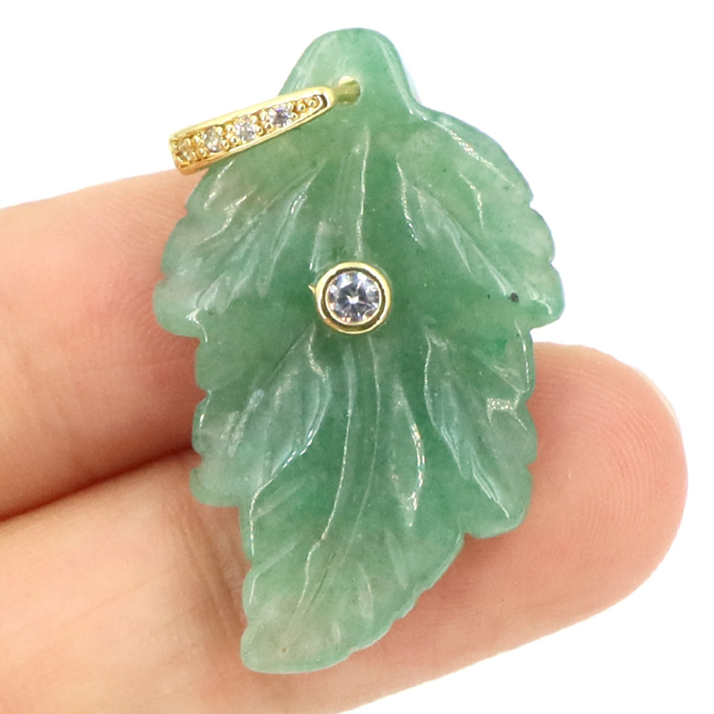 Jewelry Making Gemstones - Liontin Daun Batu Alam Kristal Penyembuh
