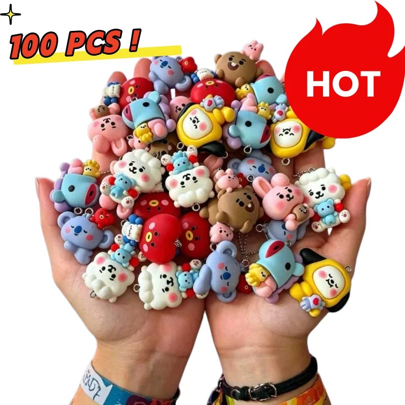 Jewelry Making Brass - 7pcs BT21 Resin Kartun Charm Aksesoris