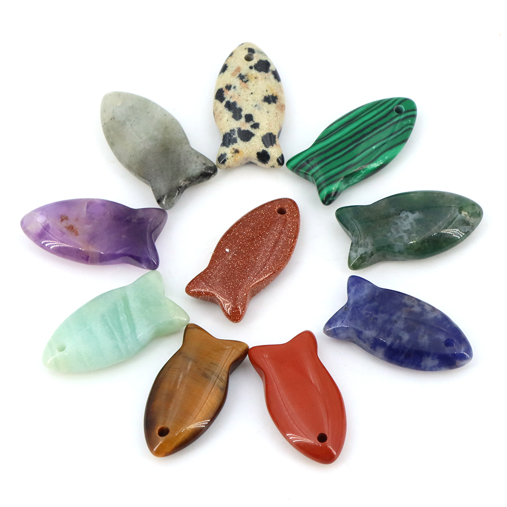 Jewelry Making Gemstones - Manik-manik Ikan Lucu Batu Alam Ukiran