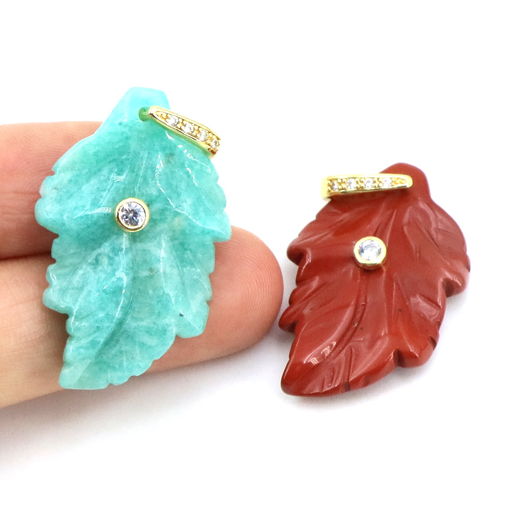 Liontin Daun Batu Alam Kristal - Jewelry Making Gemstones ulasan dan harga