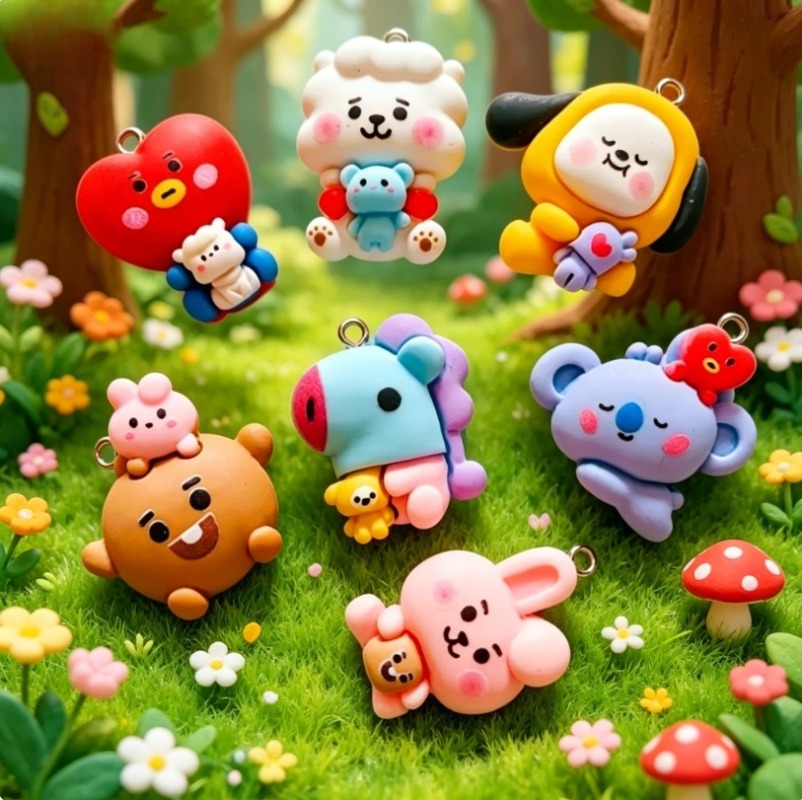 7pcs BT21 Resin Kartun Charm A - Jewelry Making Brass ulasan dan harga