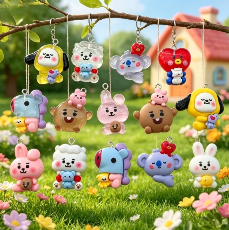 7pcs BT21 Resin Kartun Charm A - Jewelry Making Brass ulasan dan harga